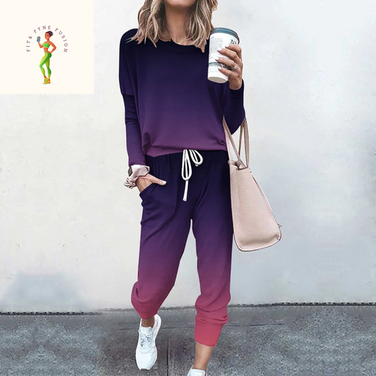 Moxiu Lounge Sets for Women Sweatsuits Sets 2024 Vintage Ethnic Style Printed Two Piece Outfit Long Sleeve Pant Jogging Suits plus Size Workout Athletic Tracksuits