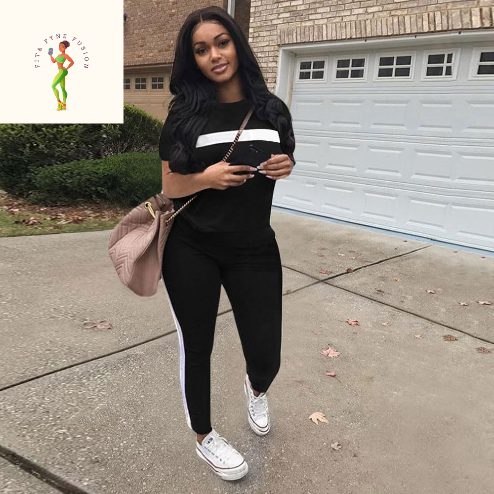 Remxi Workout Sets for Women Two Piece Outfits Jogging Sweat Suits Tops and Long Sweatpants Set Workout Tracksuit