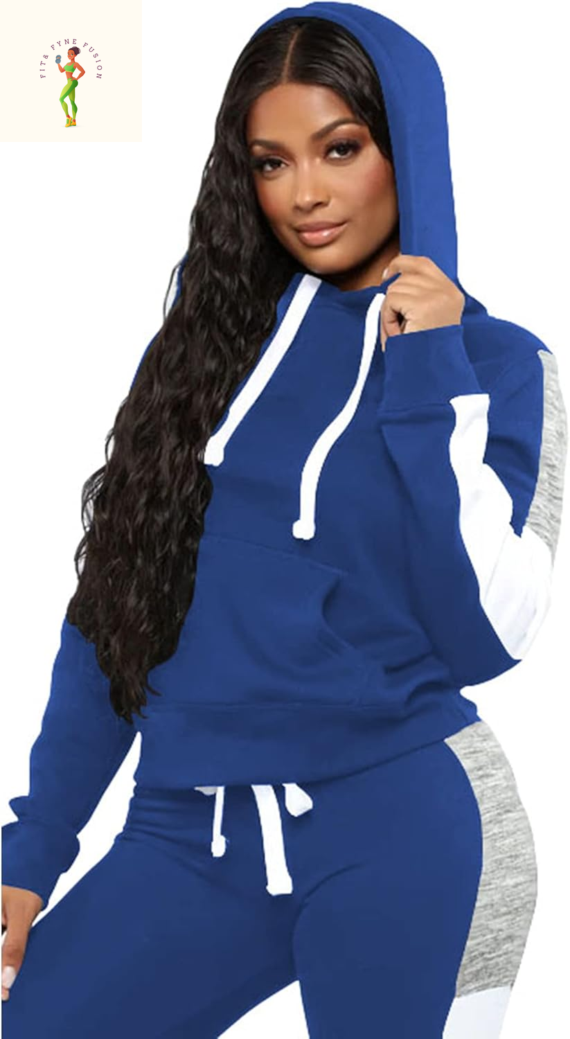 TOPSRANI Womens Two Piece Outfits Casual Sweatsuits Solid Tracksuit Jogging Sweat Suits Matching Jogger Hoodie Pants Set