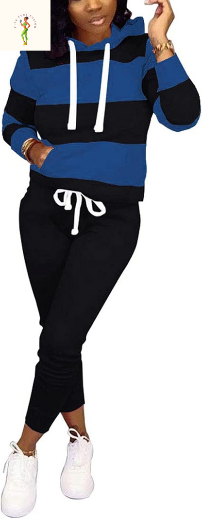 AOMONI 2 Piece Outfits for Women Casual Hooded Long Sleeve Drawstring Jogging Suits Tracksuits