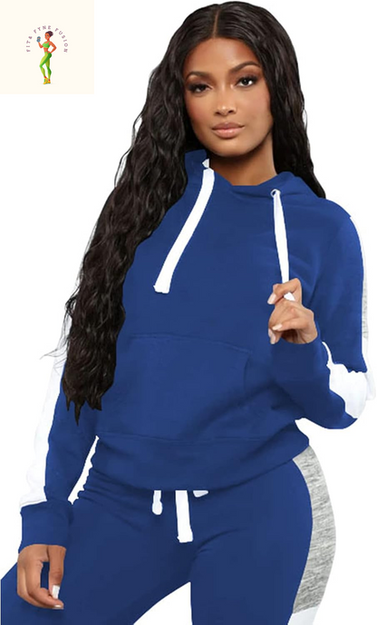 TOPSRANI Womens Two Piece Outfits Casual Sweatsuits Solid Tracksuit Jogging Sweat Suits Matching Jogger Hoodie Pants Set