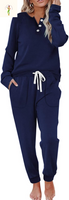 WIHOLL Two Piece Outfits for Women Lounge Sets Button down Sweatshirt Sweatpants Sweatsuits Set with Pockets