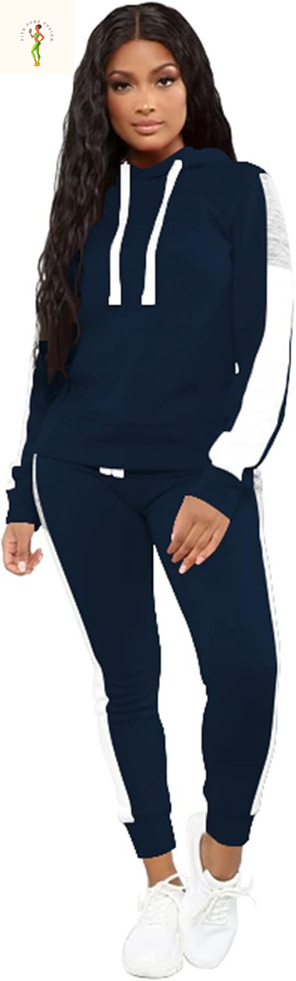 TOPSRANI Womens Two Piece Outfits Casual Sweatsuits Solid Tracksuit Jogging Sweat Suits Matching Jogger Hoodie Pants Set