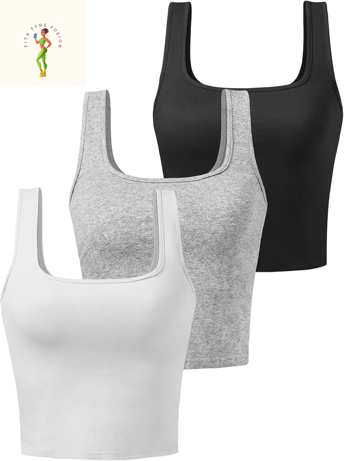 Sports Crop Tank Tops for Women Cropped Workout Tops Racerback Running Yoga Tanks Cotton Sleeveless Gym Shirts 3 Pack