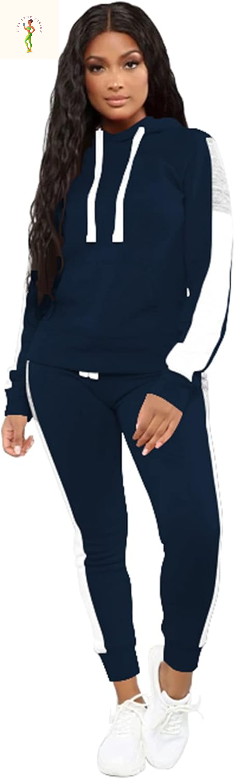 TOPSRANI Womens Two Piece Outfits Casual Sweatsuits Solid Tracksuit Jogging Sweat Suits Matching Jogger Hoodie Pants Set