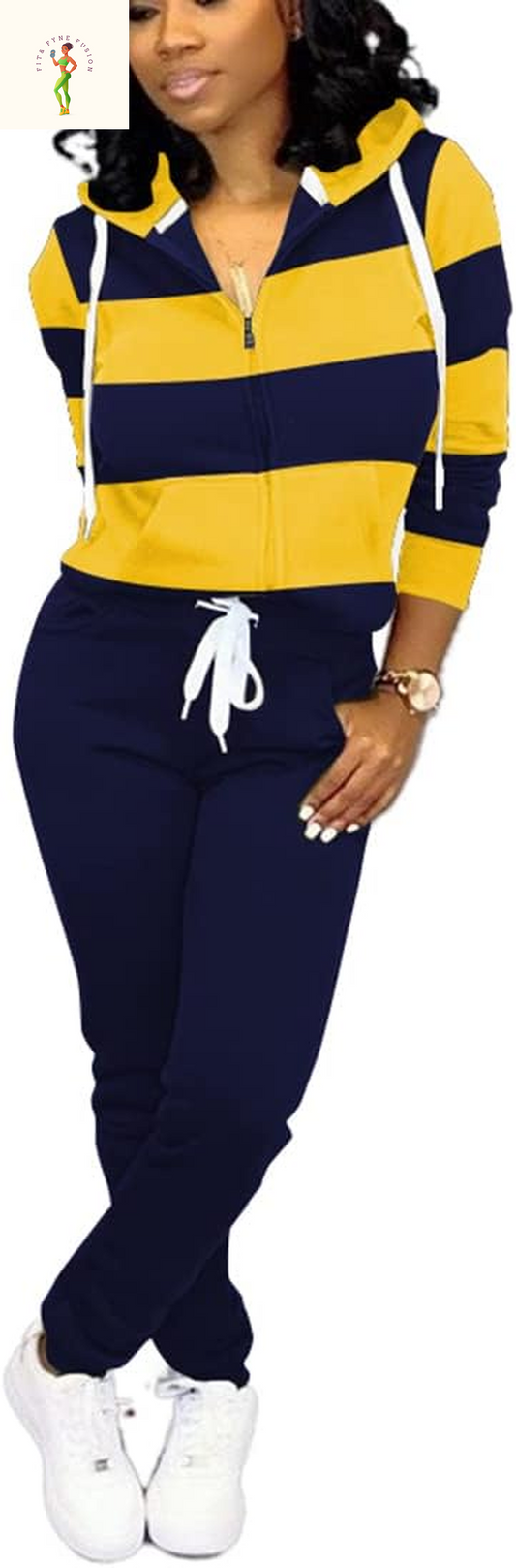 TOPSRANI Womens Two Piece Outfits Casual Sweatsuits Solid Tracksuit Jogging Sweat Suits Matching Jogger Hoodie Pants Set