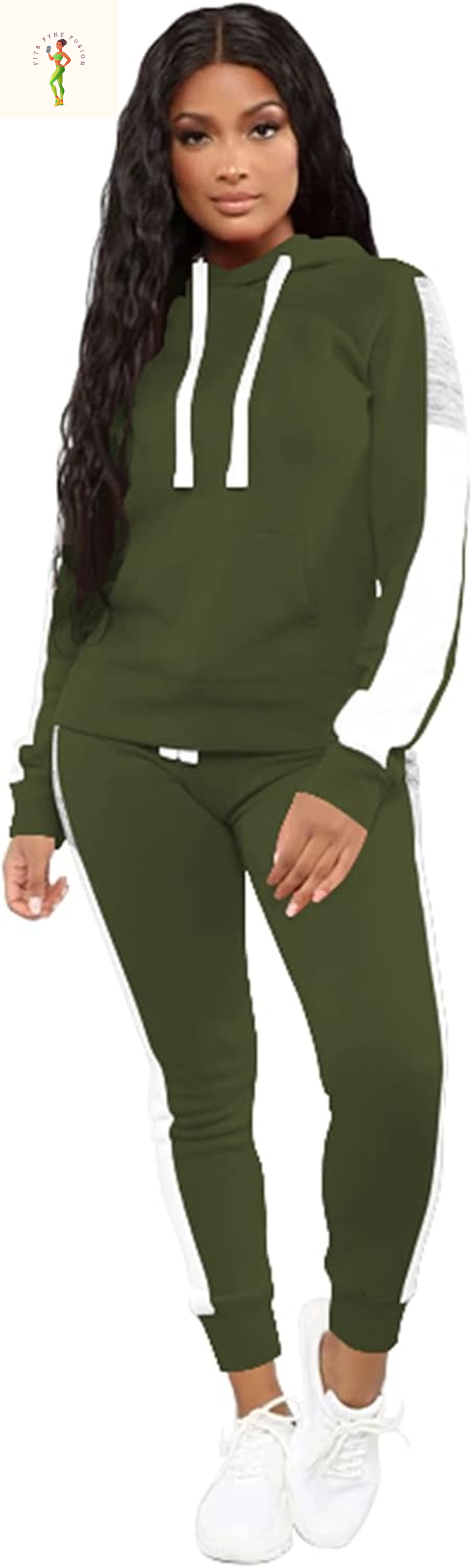 TOPSRANI Womens Two Piece Outfits Casual Sweatsuits Solid Tracksuit Jogging Sweat Suits Matching Jogger Hoodie Pants Set