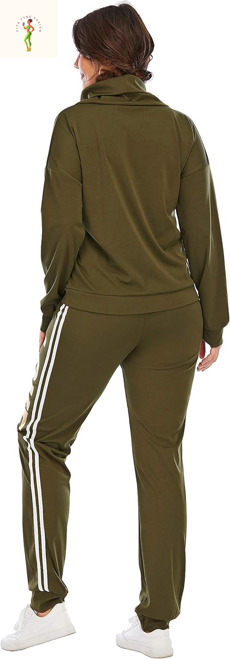 Ksotutm Two Piece Outfits for Women Zipper Printed Short Sleeve Tops Long Pants Set Matching Sets