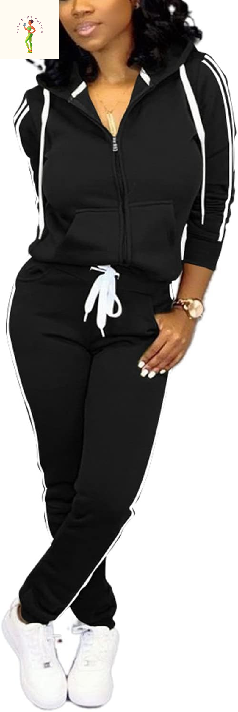TOPSRANI Womens Two Piece Outfits Casual Sweatsuits Solid Tracksuit Jogging Sweat Suits Matching Jogger Hoodie Pants Set