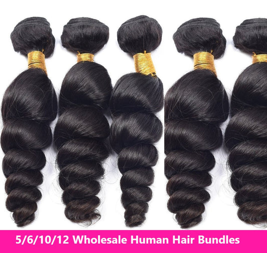 Wholesale Brazilian Loose Wave 5/6/10/12 Bundles 10A Grade Human Hair